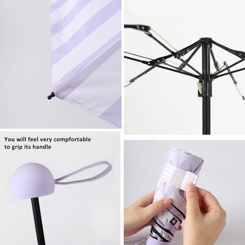 BAODINI Travel Essentials Mini Umbrella for Purse With Case Small Compact UV Sun Protection Lightweight Tiny Pocket Manual Open Close Umbrella for Women Kids and Men Fits Purse Backpack - Image 5